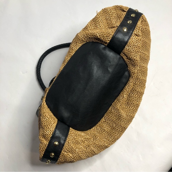 Olivia & Joy Beige Woven Black Leather Gold‎ Hardware Chain Purse - Picture 6 of 16